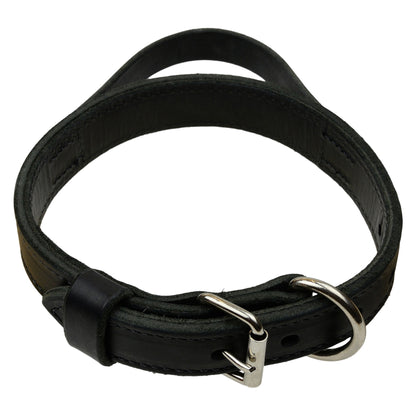 Heavy Leather Dog Collar With Handle - 1.25" Wide